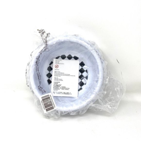 VANS 196014151644 Pet Bowl Diameter 6.5 In Plastic White Checkerboard Logo Print - Picture 5 of 5